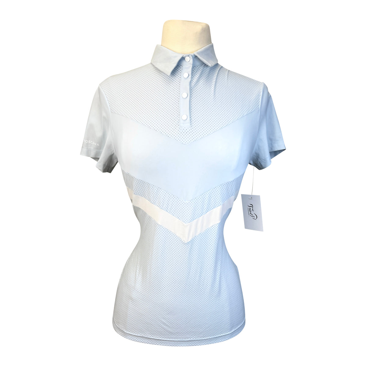 Cavalleria Toscana Perforated Striped Jersey Short Sleeve Training Polo in Mint