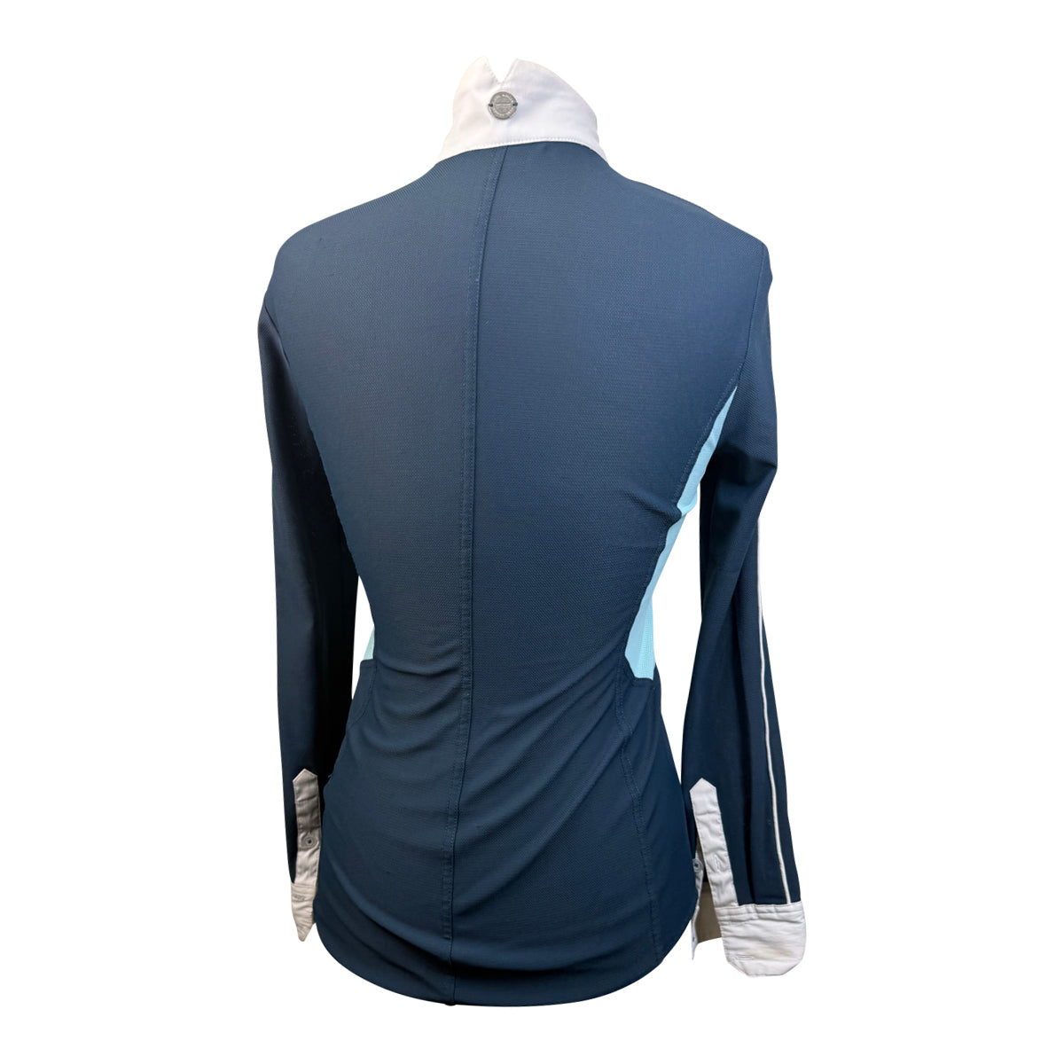 Asmar Equestrian Mesh Long Sleeve Show Shirt in White/Teal