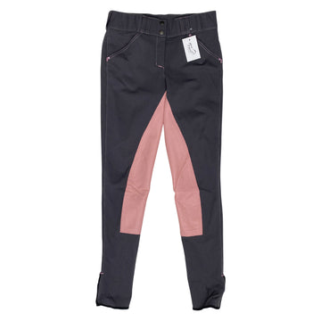Eurofit 'Laurenburg' Full Seat Breeches in Grey Pinstripe/Pink