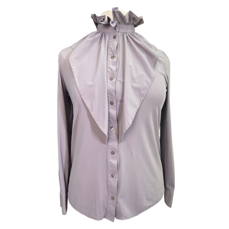 Front Aisling Equestrian Ruffle Blouse in Mauve
