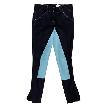 Eurofit 'Laurenburg' Full Seat Breeches in Black/Teal