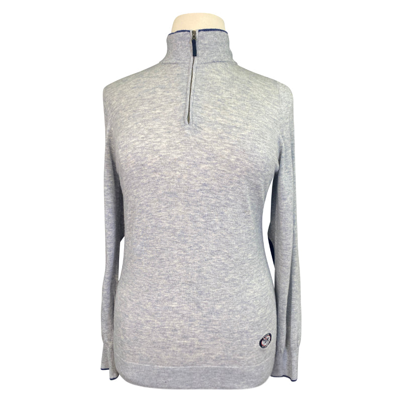 Essex Classics 'Trey' Quarter-Zip Sweater in Grey/Navy 