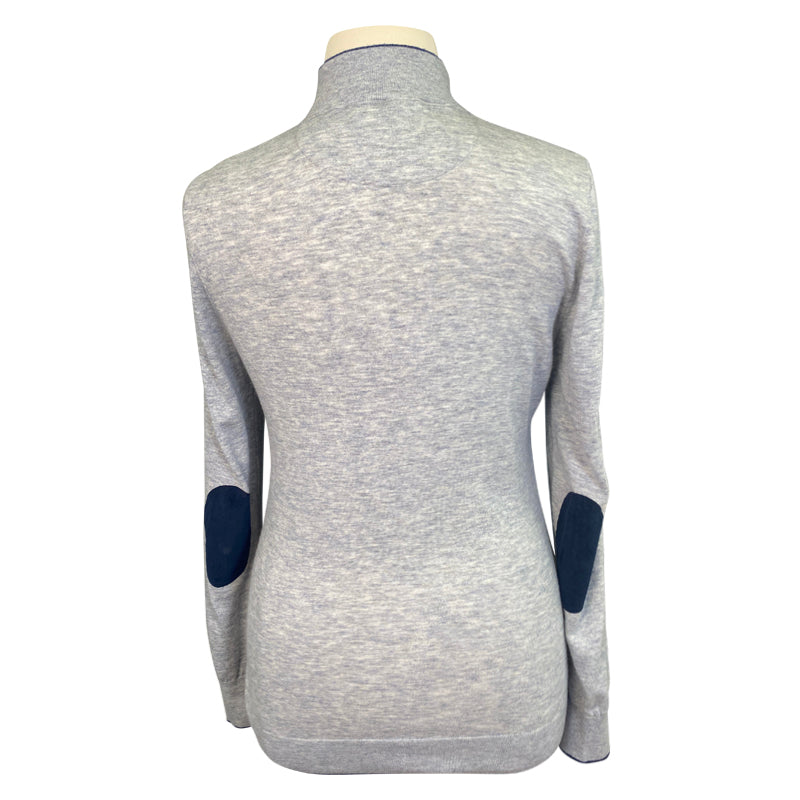 Back of Essex Classics 'Trey' Quarter-Zip Sweater in Grey/Navy 