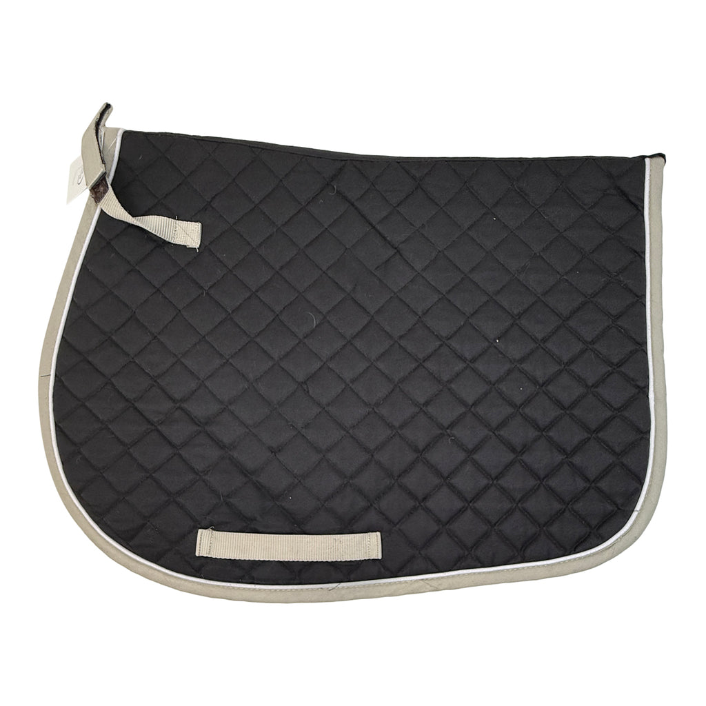 Dover Saddlery Quilted All-Purpose Piped Saddle Pad in Black/Grey Trim