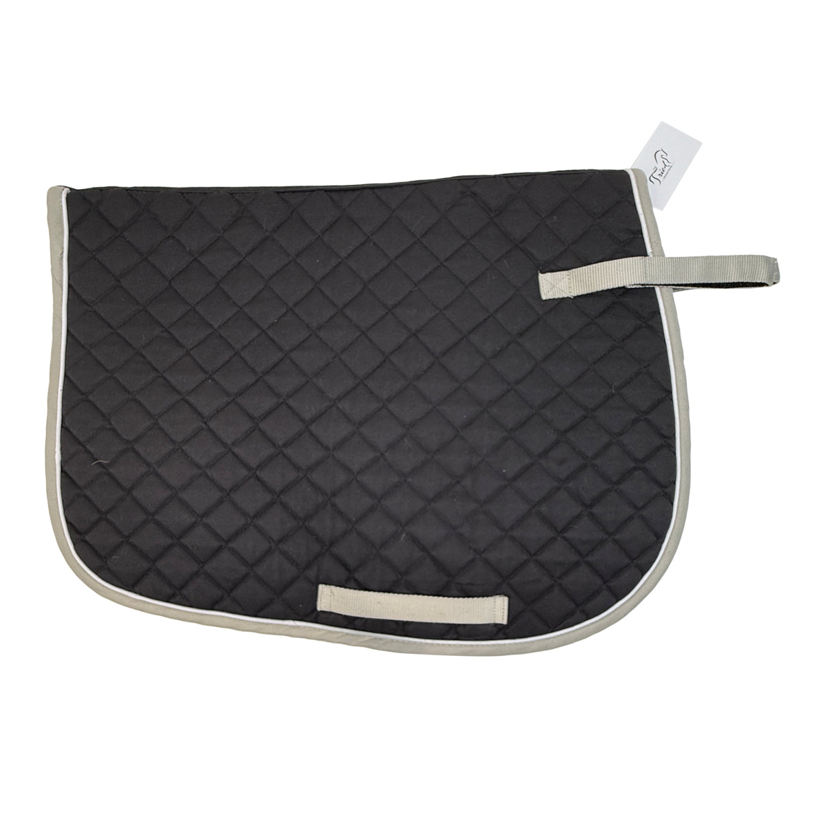 Dover Saddlery Quilted All-Purpose Piped Saddle Pad in Black/Grey Trim