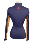 Kastel 'Charlotte' Signature Long Sleeve Shirt in Navy/Orange - Women's Medium