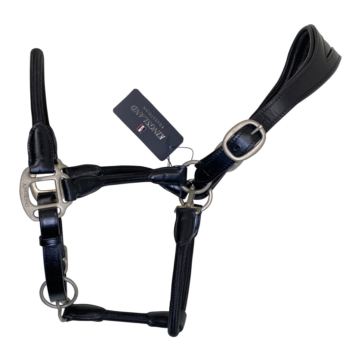 Kingsland 'Clint' Leather & Rope Halter in Black