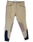 Dover Saddlery Wellesley Classic Piped Knee-Patch Breech in Tan
