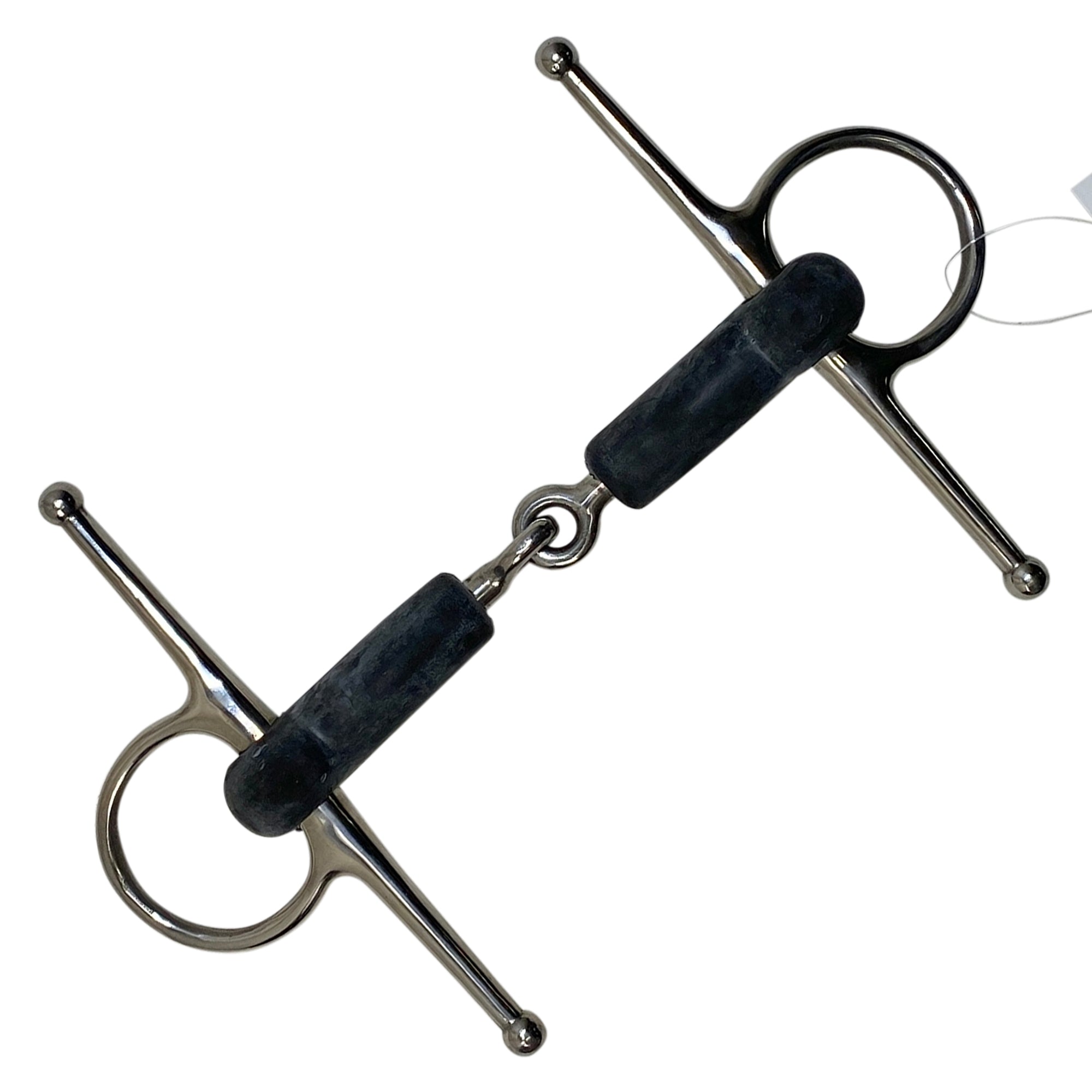 Jointed Rubber Full Cheek Snaffle in Black/Stainless Steel - 5"