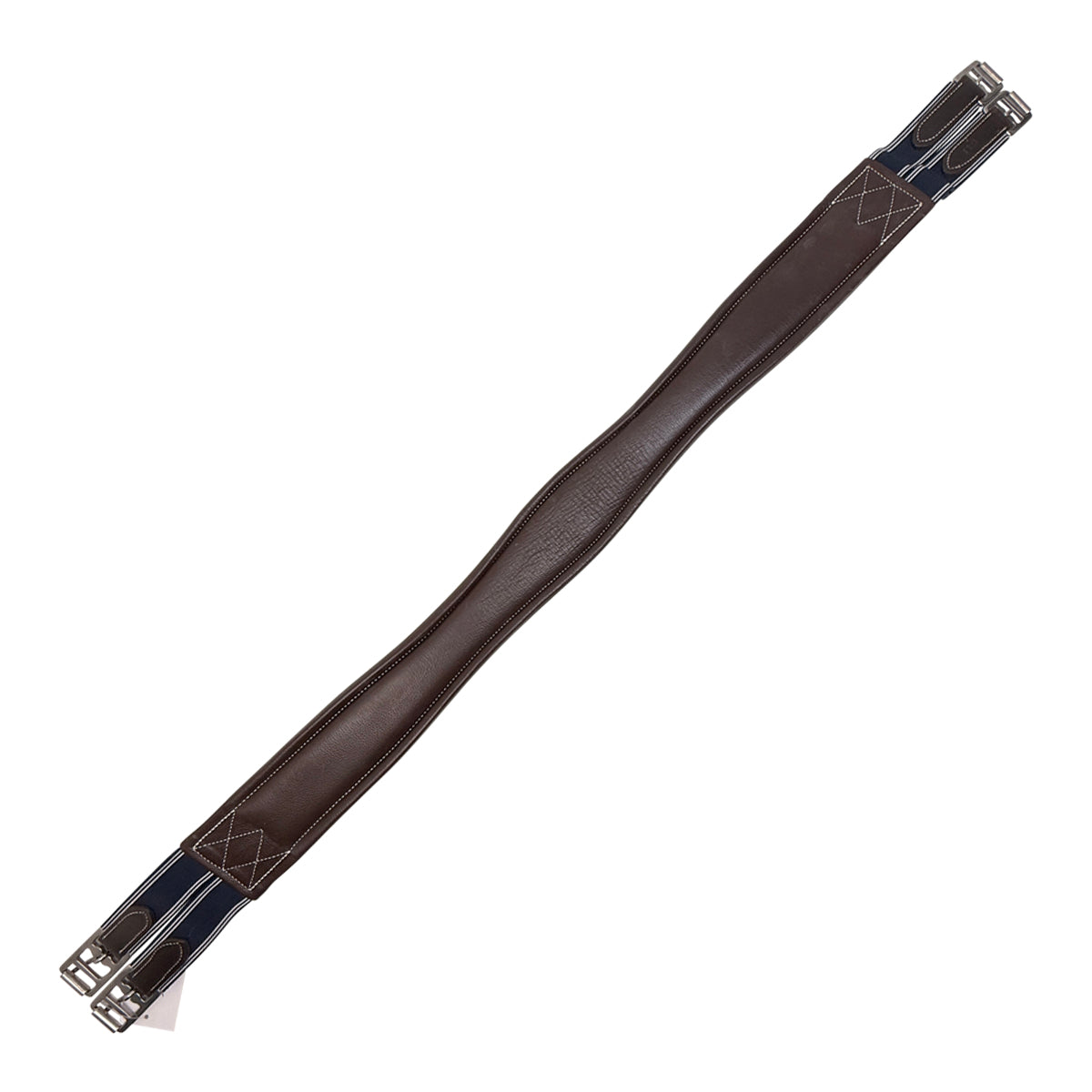 Padded Leather Girth with Fancy Stitch in Brown