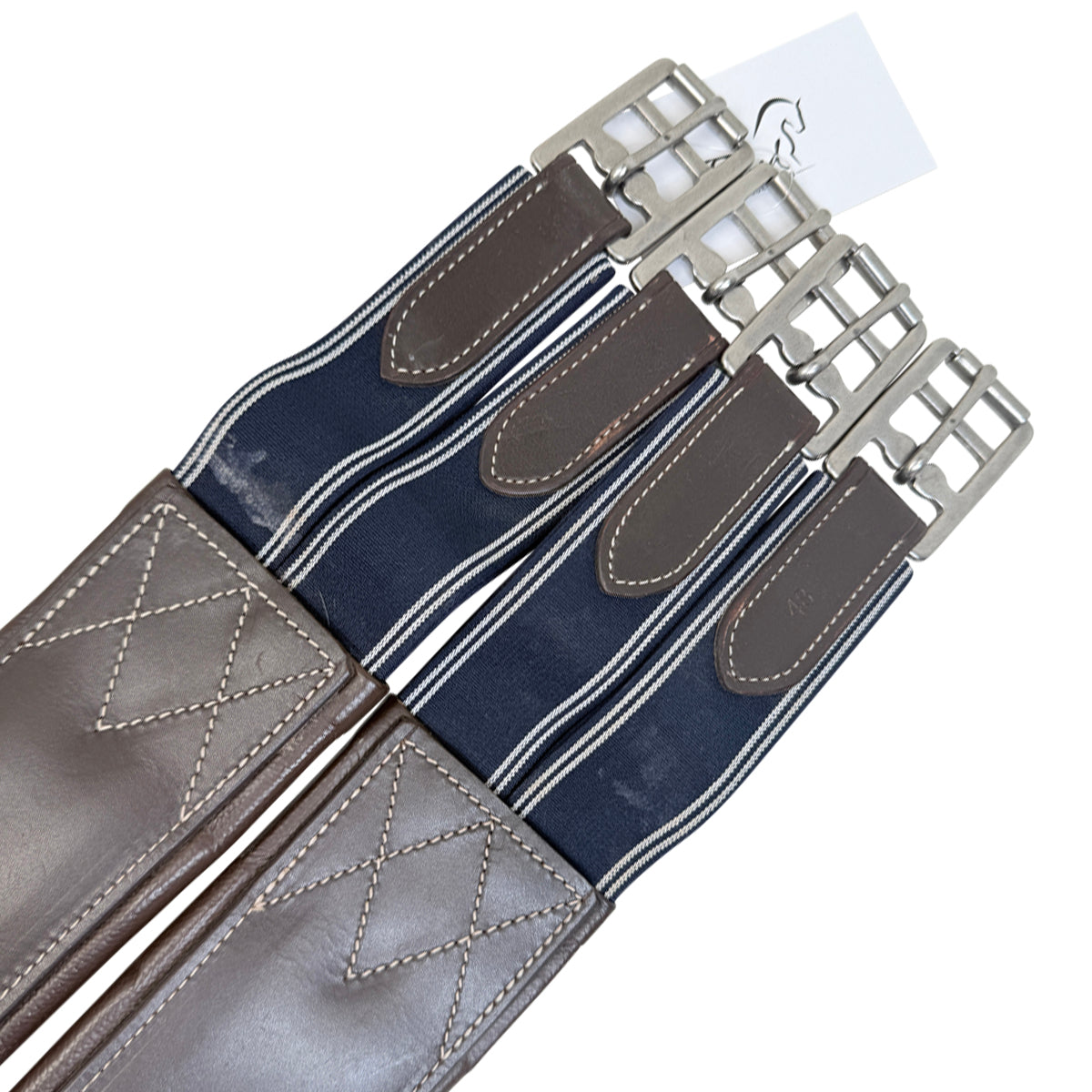 Padded Leather Girth with Fancy Stitch in Brown