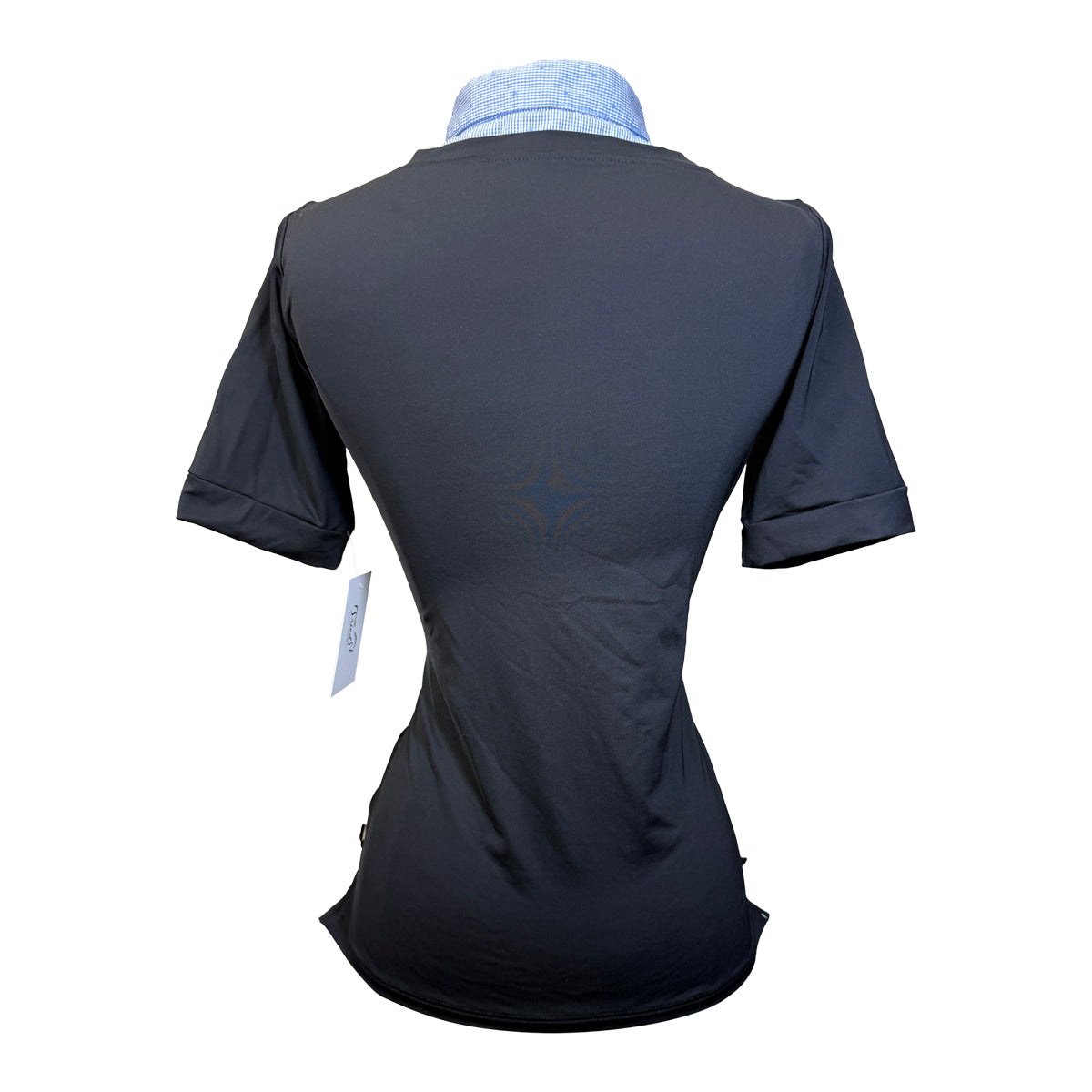 Callidae Short Sleeve Practice Shirt in Black/Blue Heart Gingham