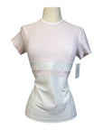 Cavalleria Toscana Perforated Striped Jersey Short Sleeve Training Shirt in Rose/White