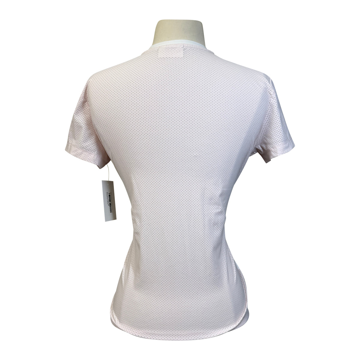 Cavalleria Toscana Perforated Striped Jersey Short Sleeve Training Shirt in Rose/White