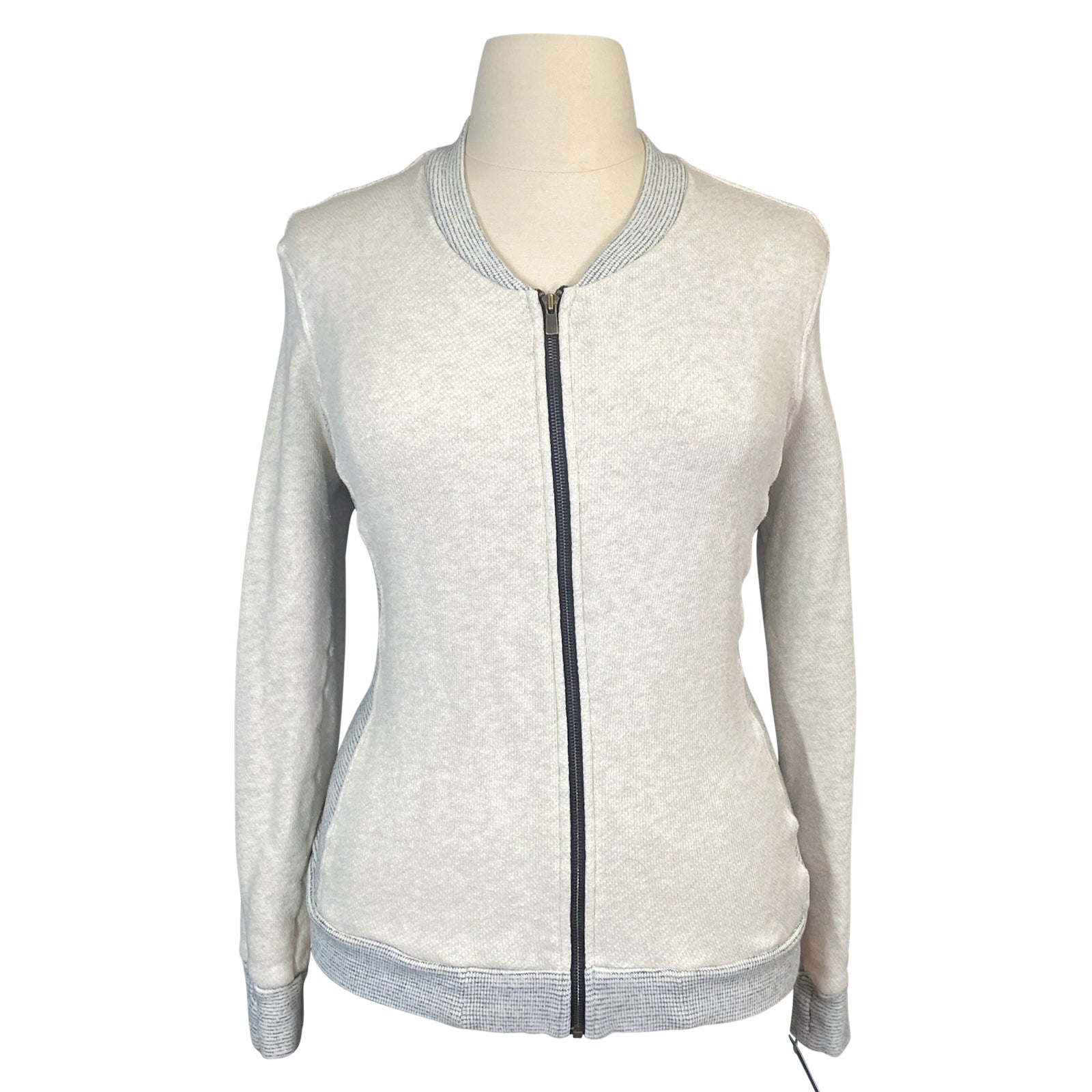Two Bits Equestrian The Herringbone Full Zip in Cream