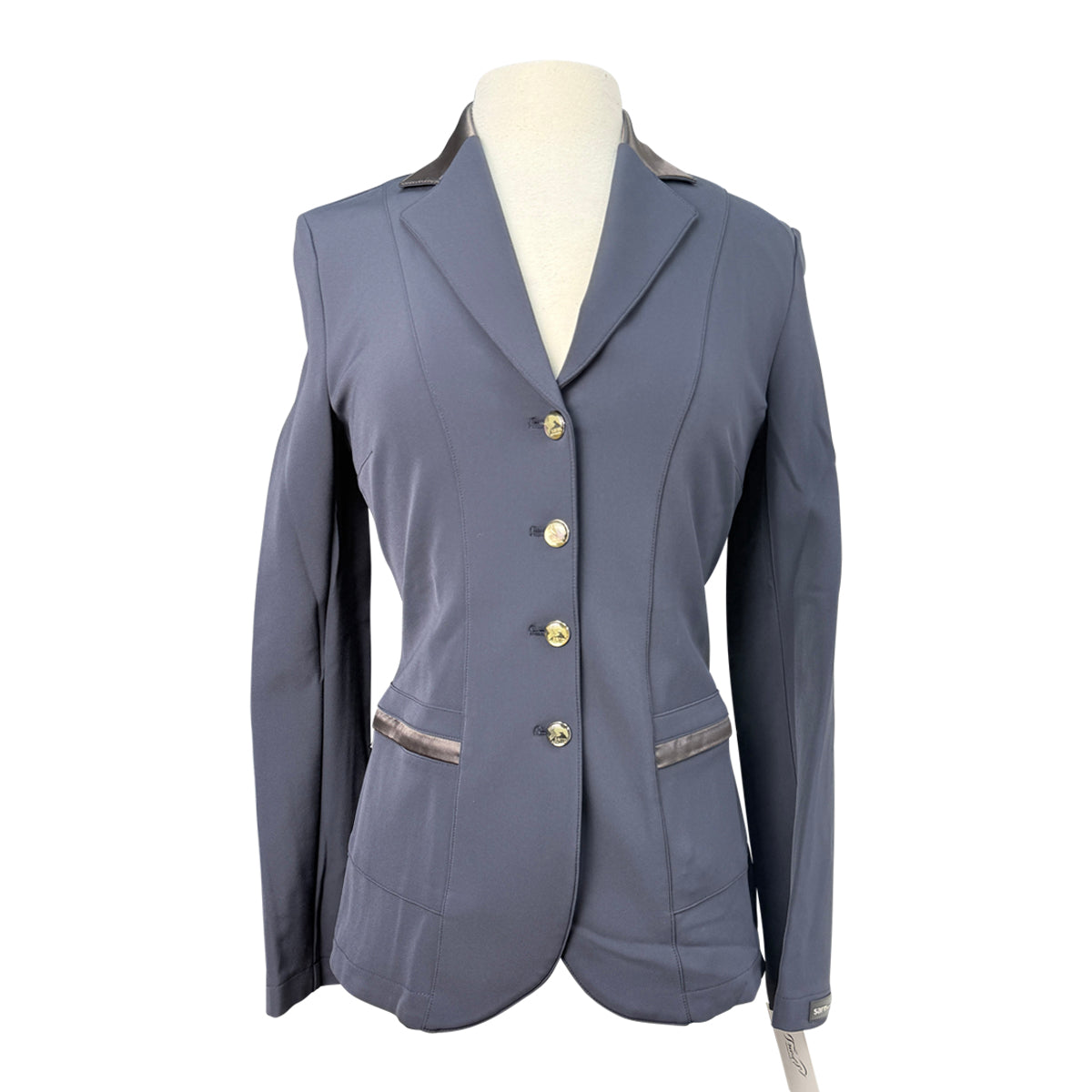 Sarm Hippique 'Azalea' Show Coat w/Satin Trim in Navy - Women's IT 46 (US 10)