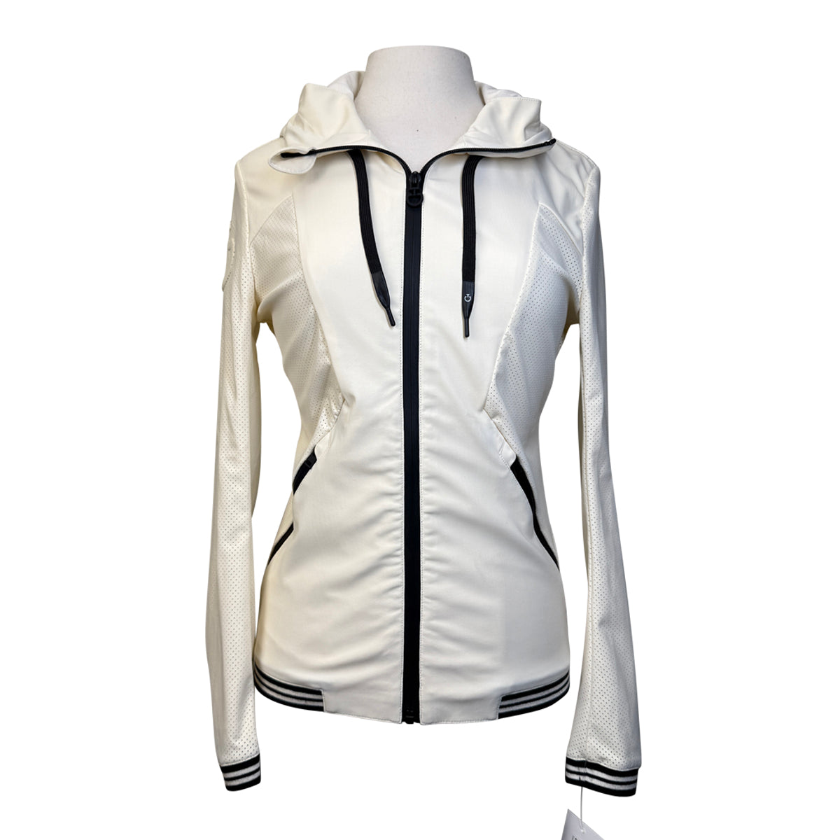 Cavalleria Toscana Perforated Jersey Full Zip Jacket in Cream