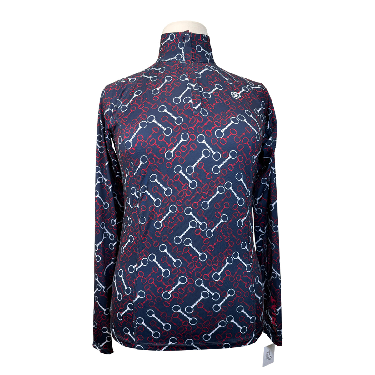 Ariat 1/4 Zip Baselayer in Navy/Red &amp;amp; White Bits