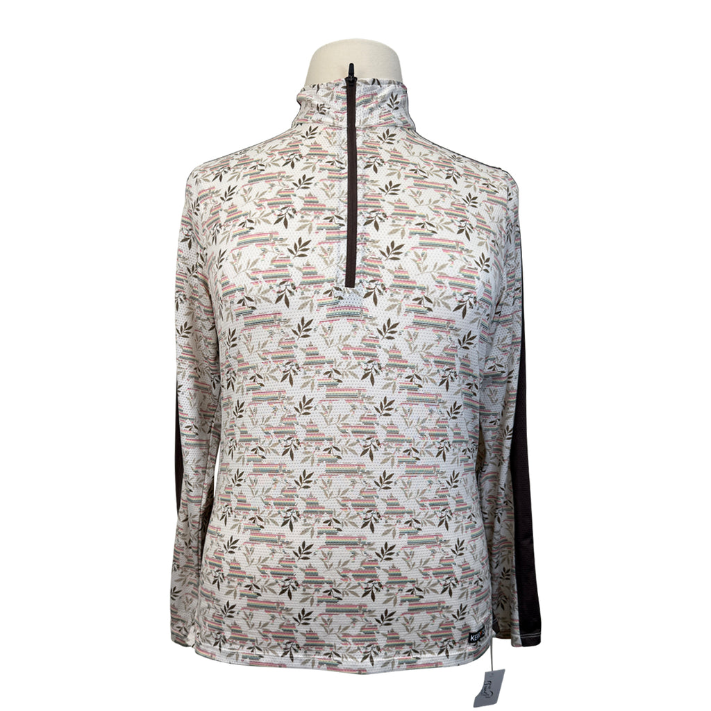 Kastel 'Charlotte' Floral Sun Shirt in Tan/Rainbow Horses
