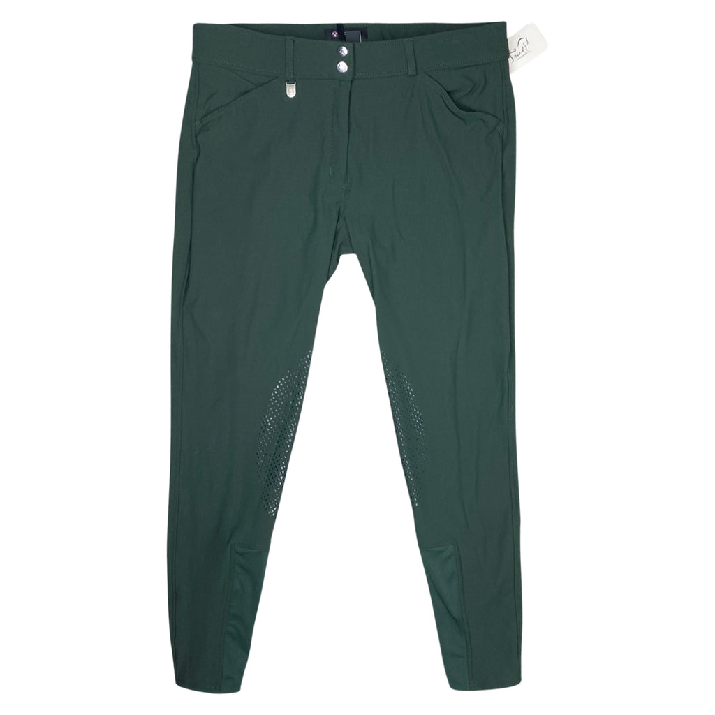Front of Horze 'Grand Prix' Knee Patch Breeches in Scarab Green - Women's 32