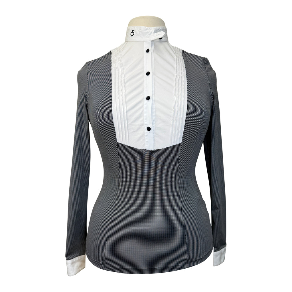 Cavalleria Toscana Bib Tech Show Shirt in Black Microcheck