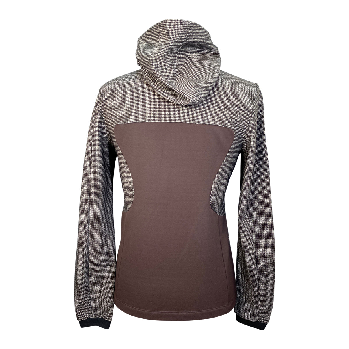 Back of Cavalleria Toscana Hooded Jacket w/Piquet Inserts in Brown Houndstooth - Women's XS