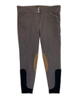 Dover Saddlery 'Beverly' Double-Grip Breeches in Grey/Camel