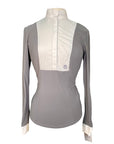 Cavalleria Toscana L/S Perforated Show Shirt w/Sequins in Grey/White