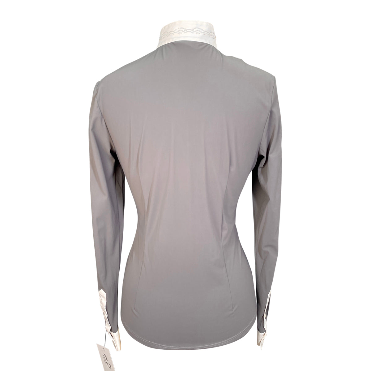 Cavalleria Toscana L/S Perforated Show Shirt w/Sequins in Grey/White