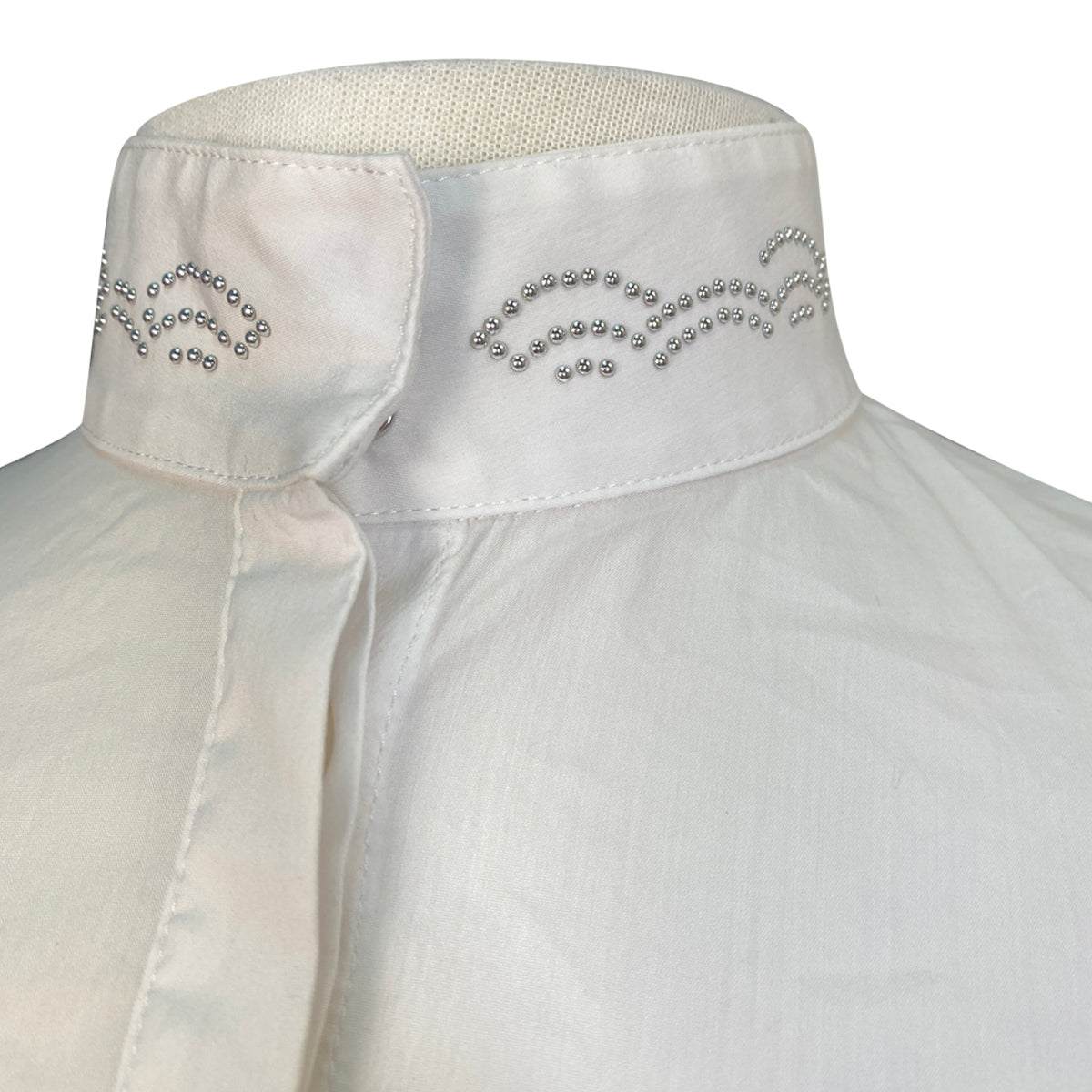 Cavalleria Toscana L/S Perforated Show Shirt w/Sequins in Grey/White