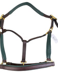 Smartpak Soft Padded Leather Halter in Havana/Hunter Green - Oversized