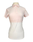 Cavalleria Toscana Perforated Striped Jersey Short Sleeve Training Polo in Pink/White