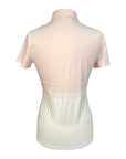 Cavalleria Toscana Perforated Striped Jersey Short Sleeve Training Polo in Pink/White
