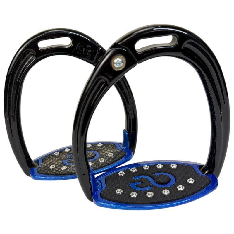 American Equus 'Elite Escape' Safety Stirrups in Black/Blue - 4 3/4"