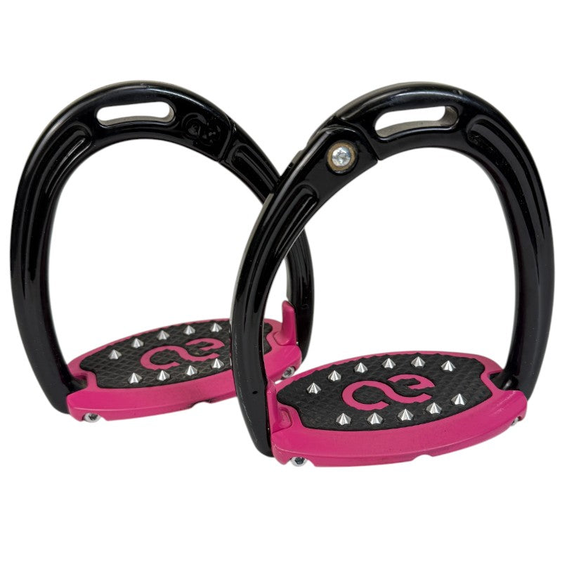 American Equus 'Elite Escape' Safety Stirrups in Pink/Black - 4 3/4"