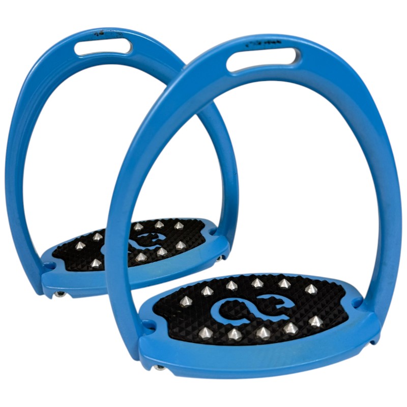 American Equus "Elite" English Apex Stirrups  in Baby Blue - 4 1/2"