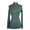 Front of Kastel Shirred Long Sleeve Shirt in Hunter Green - Women's XS