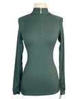 Front of Kastel Shirred Long Sleeve Shirt in Hunter Green - Women's XS