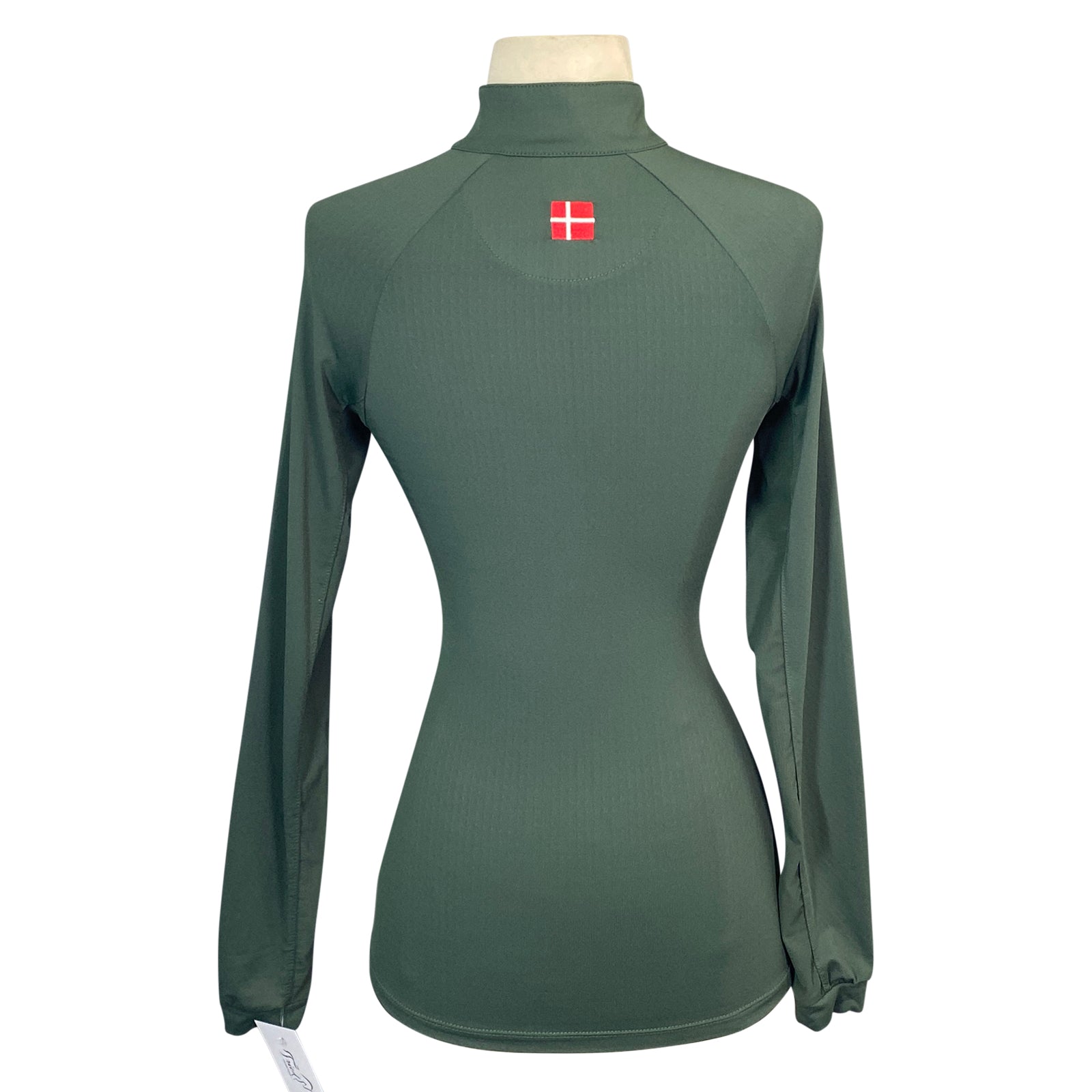 Back of Kastel Shirred Long Sleeve Shirt in Hunter Green - Women's XS