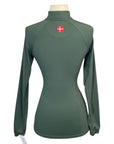 Back of Kastel Shirred Long Sleeve Shirt in Hunter Green - Women's XS