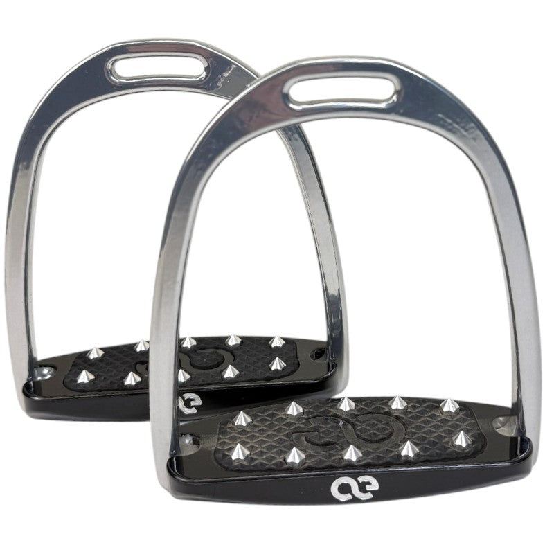 American Equus 'Fillis Slim' Stirrups in Silver/Black - 4.95"