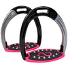 American Equus 'Elite Escape Crystal' Safety Stirrups in Black/Pink/Silver - 4 3/4"