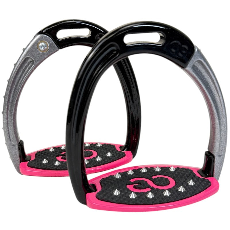 American Equus 'Elite Escape Crystal' Safety Stirrups in Black/Pink/Silver - 4 3/4"