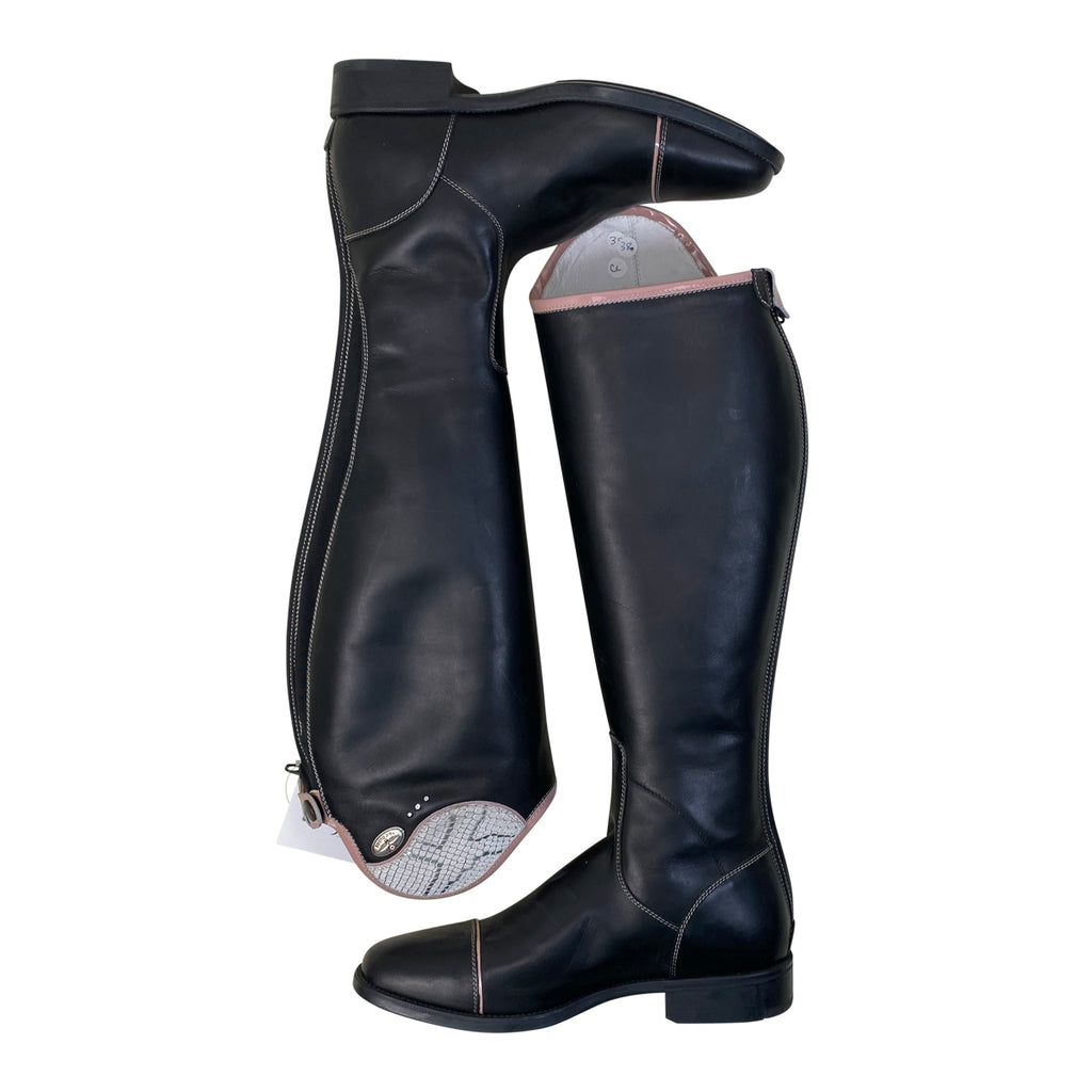 DeNiro Custom 'Salentino' Tall Dress Boots in Black/Pink Reptile