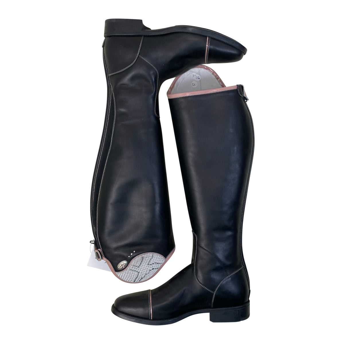 DeNiro Custom 'Salentino' Tall Dress Boots in Black/Pink Reptile