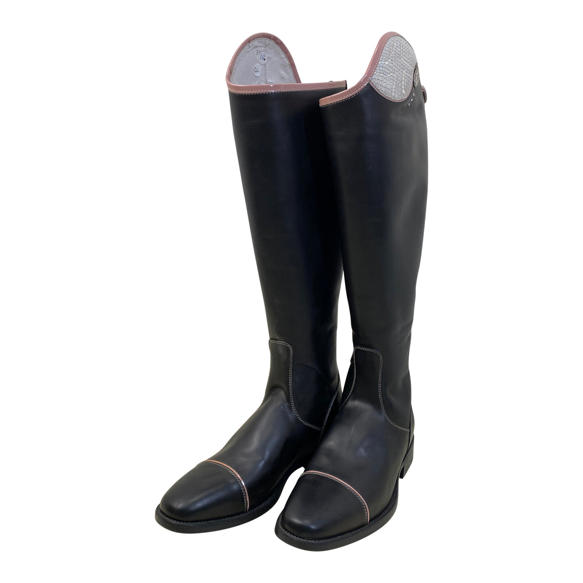 DeNiro Custom 'Salentino' Tall Dress Boots in Black/Pink Reptile