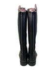 DeNiro Custom 'Salentino' Tall Dress Boots in Black/Pink Reptile