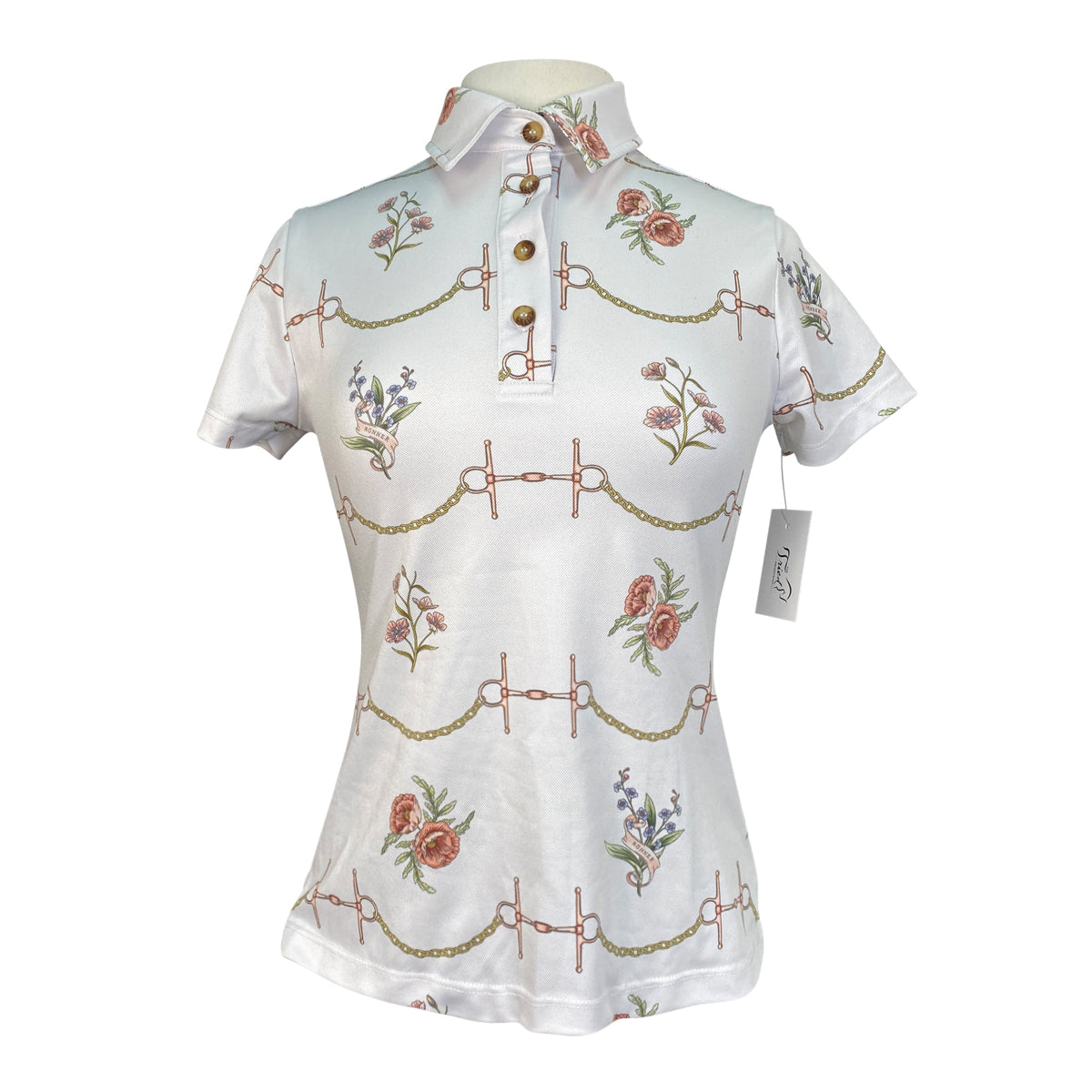 Ronner Short Sleeve Sport Polo in White/Floral Bits