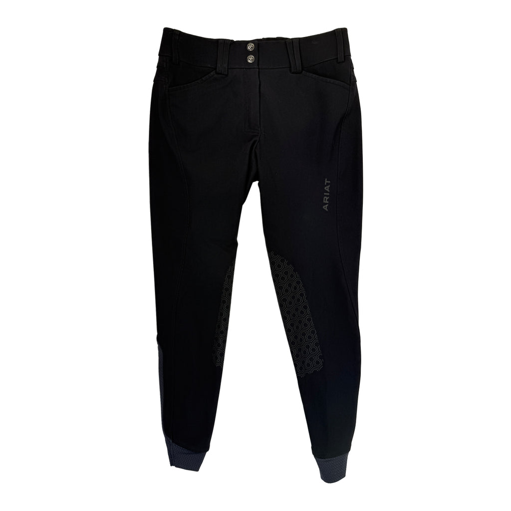 Front of Ariat 'Tri Factor' Knee Patch Breeches in Black - Women's 28R