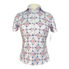 Ronner Shirred Sleeve Sport Polo in White/Pink Bits
